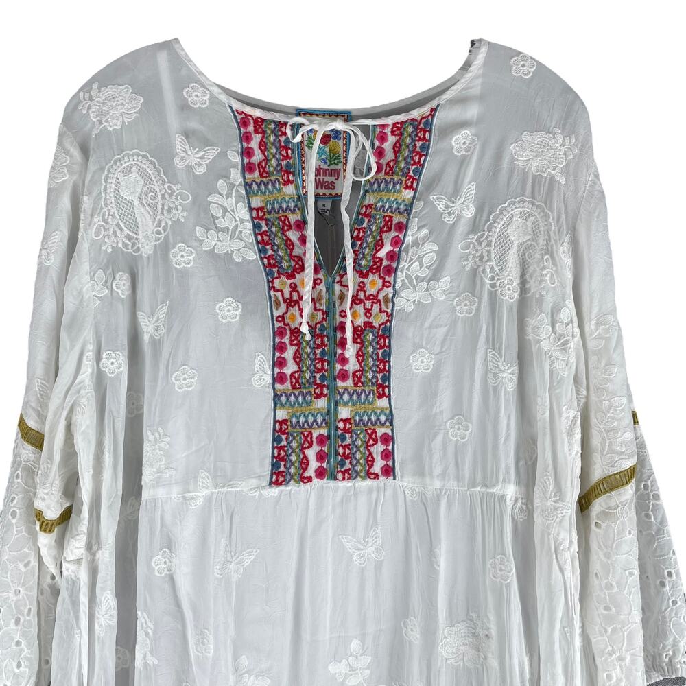 Johnny Was Kit Tunic Dress Lace Embroidery Eyelet White Size XL - Picture 5 of 12